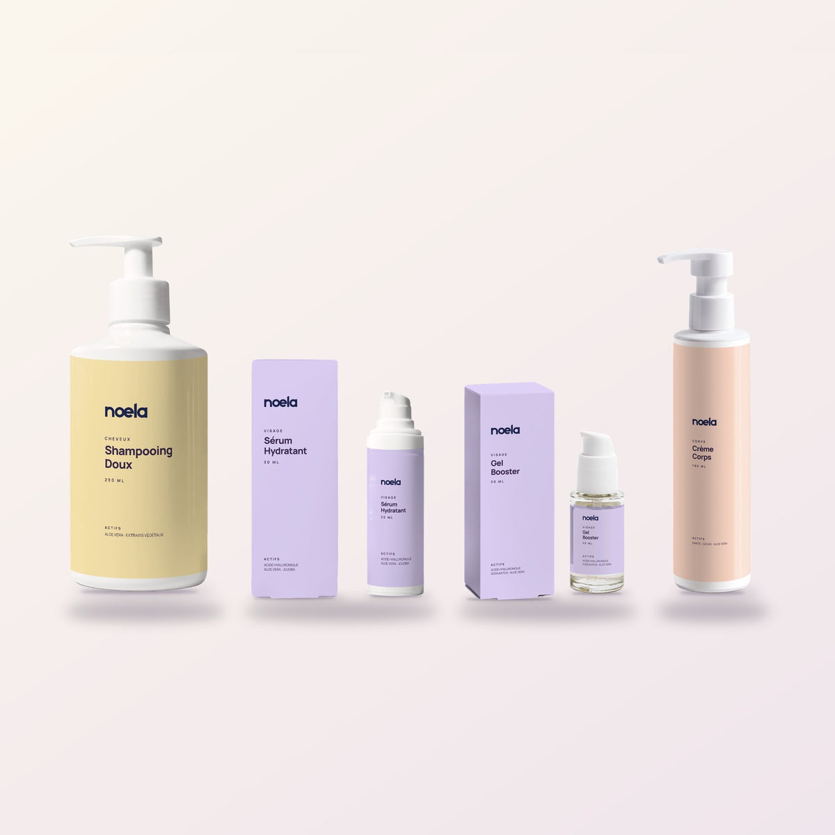La Routine complète : Sérum Hydratant, Gel Booster, Shampooing Doux et Crème Corps
